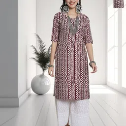HERE&NOW Selection Of 2 Geometric Printed Round Neck Straight Kurta-image-24
