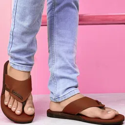 HERE&NOW Men Tan Comfort Synthetic Leather Sandals-picture-37