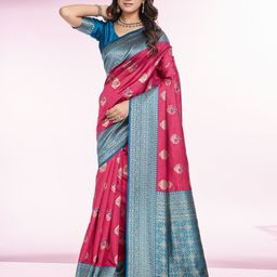 RICH & ROMAN Woven Design Zari Pure Silk Traditional Banarasi Saree-image-73