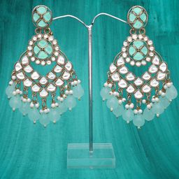 MEIRA JEWELLERY Gold-Plated Artificial Stones Studded & Beaded Drop Earrings-picture-34