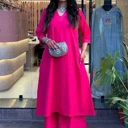 ClothAura Women Regular Pure Cotton Kurta with Palazzos-25