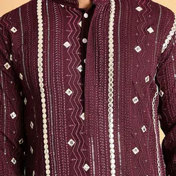 Anouk Men Embroidered Regular Mirror Work Kurta with Pyjamas image 5