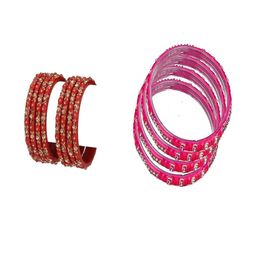 SOMIL Combo of 2 Red & Pink Colored Ethnic Handcrafted Traditional Bangles-picture-37