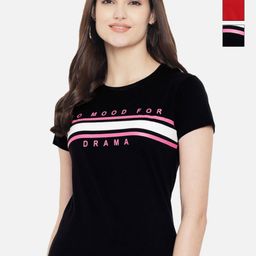 Tromko Women Pack of 3 Typography Printed Round Neck Cotton Regular Fit T-shirts-picture-28