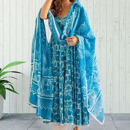Moda Rapido Women Floral Printed Regular Kurta with Trousers & With Dupatta-13