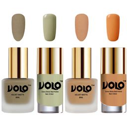 VOLO Set Of 4 Velvet Matte & Extra Shine Nail Polish-8 ml & 9.9 ml Each Shade 37-42-40-50-10