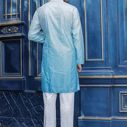 Stuffie Land Men Embroidered Regular Sequinned Dupion Silk Kurta with Pyjamas image 3