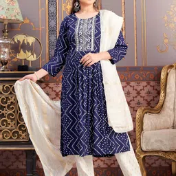 Sangria Girls Bandhani Printed Thread Work Straight Kurta-image-100