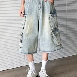 StyleCast x Revolte Men Loose Fit Washed Cargo Jorts-image-33
