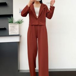 Lugo Women Coffee Brown Cotton Blend Co-Ords-image-55