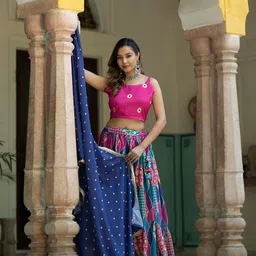 TASRIKA Printed Semi-Stitched Lehenga & Unstitched Blouse With Dupatta image 2