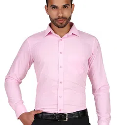 DESIGN UP Men Classic Spread Collar Solid Polycotton Slim Fit Formal Shirt-image-95