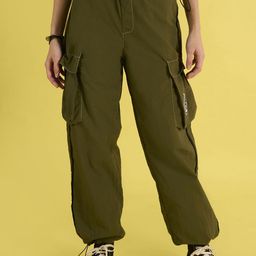 URA STREET Women Classic Loose Fit High-Rise Cargos Trousers-picture-49