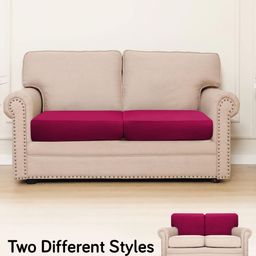 HOKIPO Maroon 2 Pieces Jacquard 2 Seater Sofa Cover-image-90