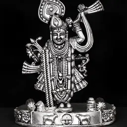 Exotic India Silver-Toned Lord ShrinathjiIdol Showpiece-image-30