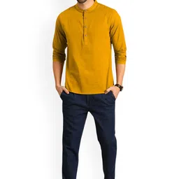 Vida Loca Band Collar Cotton Straight Short Kurta-picture-56
