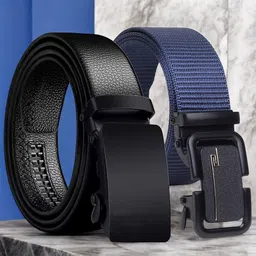 Metronaut Men Pack Of 2 Textured Belt-image-76