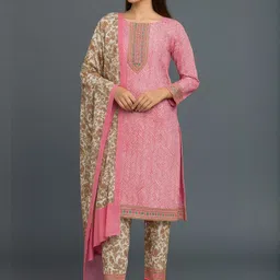 Silakaari Printed Pure Cotton Pink Leheriya Unstitched Dress Material-picture-14