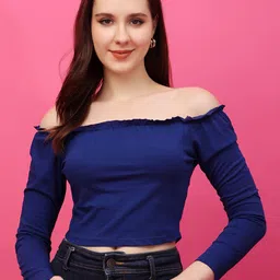 Cation Off-Shoulder Cotton Bardot Top-image-90