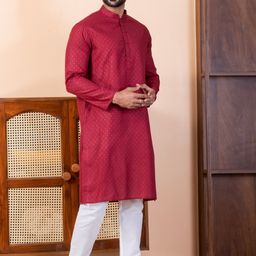 PulseIQ Men Solid Cotton Straight Kurtas-picture-1