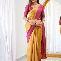 VILLE FASHION Solid Woven Design Border Zari Saree-picture-40
