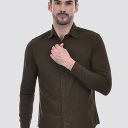 Numero Uno Men Spread Collar Solid Cotton Slim Fit Casual Shirt-picture-20