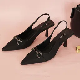 Sherrif Shoes Women Buckles Pointed Toe Stiletto Heels Pumps-22