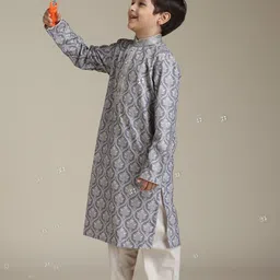 Manyavar Boys Ethnic Motifs Printed Sequinned Straight Kurta with Trouser-31
