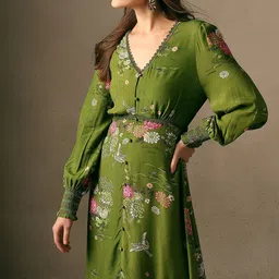 Vero Moda Dove LS Women Floral Printed Puff Sleeve Fit & Flare Midi Dress-picture-26