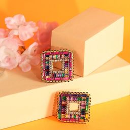 StyleCast Gold-Plated Rhinestone Studded Square Shaped Drop Earrings-image-83