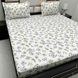 Pure Decor Royal Passion White Floral Cotton 240 TC Queen Bedsheet Set 2.25 m x 2.56 m-image-71