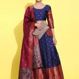 DIVASTRI Semi-Stitched Lehenga & Unstitched Blouse With Dupatta-image-24