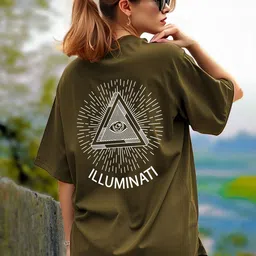 AUSK Women Geometric Printed Round Neck Cotton Oversized T-shirt-image-91