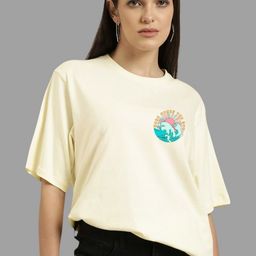 Metronaut Women Printed Drop-Shoulder Sleeves Applique T-shirt-image-81
