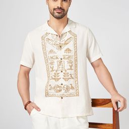 7 Alt by Pantaloons Men Cuban Collar Abstract Printed Cotton Relaxed Fit Casual Shirt-picture-21