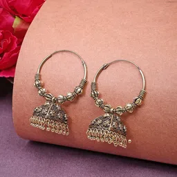 Anouk German Silver Gold-Plated Oxidised Dome Shaped Jhumkas-54