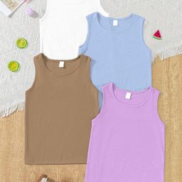 BAESD Pack Of 4 Girls Ribbed Tank Tops-picture-25