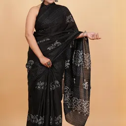 Lovwear Women Black Sarees-picture-1