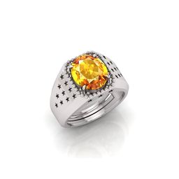 Todani Jems Silver Plated 6.25 Ratti Yellow Sapphire Adjustable Ring-image-52