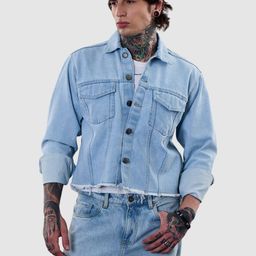 Snitch Revolution Cropped Printed Denim Jacket-image-51