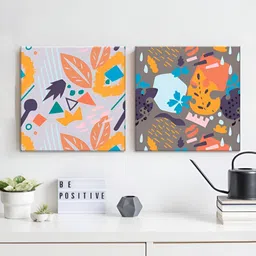 RANDOM White & Grey 2 Piece Canvas Wall Paintings-6