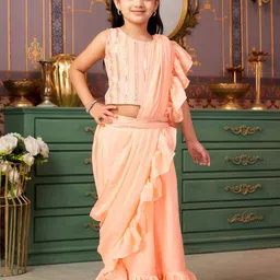 Sangria Girls Sequinned Embroidered Lehenga Choli With Attached Dupatta-image-73