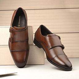 Valentino Men Leather Formal Monk Shoes-image-58