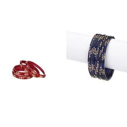 SOMIL Set of 16 Red Alloy Bangles-image-64