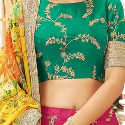 DIVASTRI Embroidered Sequinned Semi-Stitched Lehenga & Unstitched Blouse With Dupatta image 5