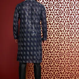 MANQ Men Sequinned Georgette Kurta image 4