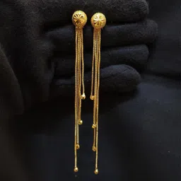 Anshenterpris Gold Plated Tasselled Circular Drop Earrings-46