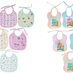 Soft Cotton Washable & Reusable Multicolor Highly Absorbing/Comfortable and Easily Adjustable Feeding Bibs In Apron Style For Babies,Toddlers,Infants-1
