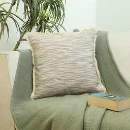HOMPRIN Cream Abstract Printed Square Cotton Cushion Cover-image-10
