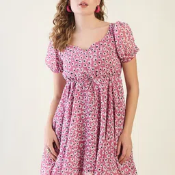 Aayu Women Floral Printed Sweetheart Neck Fit & Flare Dress-image-23